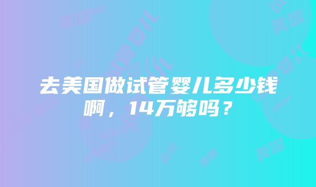 去美国做试管婴儿多少钱啊，14万够吗？