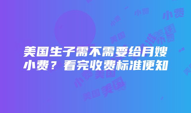 美国生子需不需要给月嫂小费？看完收费标准便知