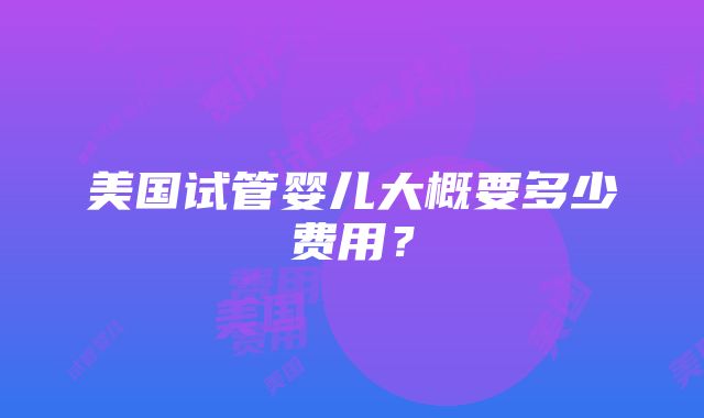 美国试管婴儿大概要多少费用？