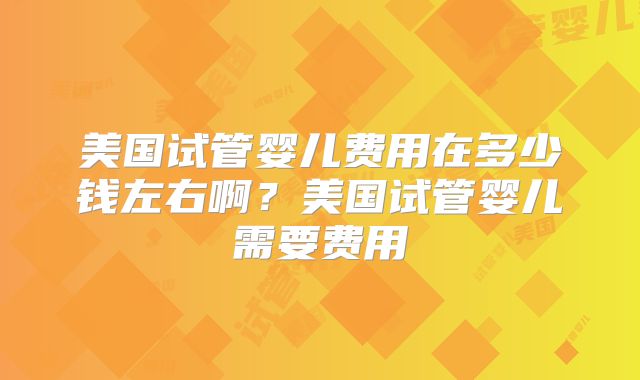 美国试管婴儿费用在多少钱左右啊？美国试管婴儿需要费用