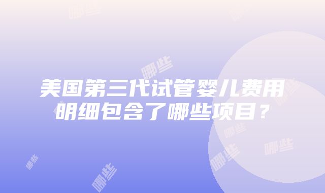 美国第三代试管婴儿费用明细包含了哪些项目？