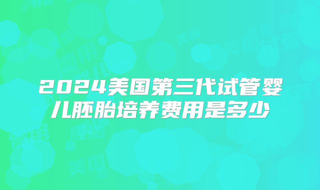 2024美国第三代试管婴儿胚胎培养费用是多少