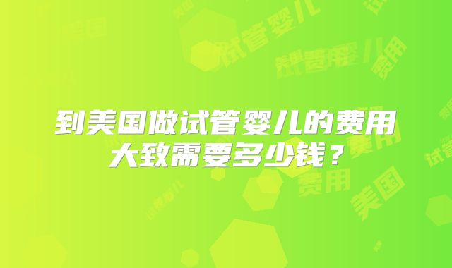 到美国做试管婴儿的费用大致需要多少钱？