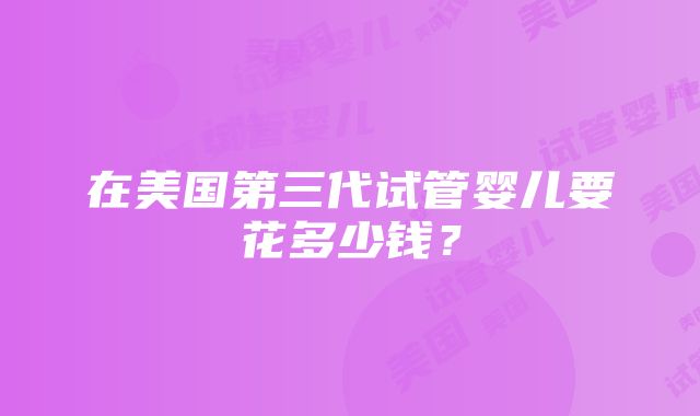 在美国第三代试管婴儿要花多少钱？