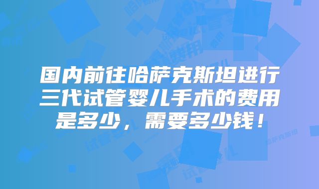 国内前往哈萨克斯坦进行三代试管婴儿手术的费用是多少，需要多少钱！