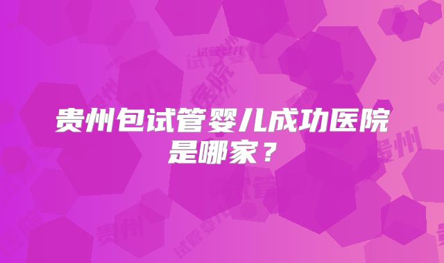 贵州包试管婴儿成功医院是哪家？