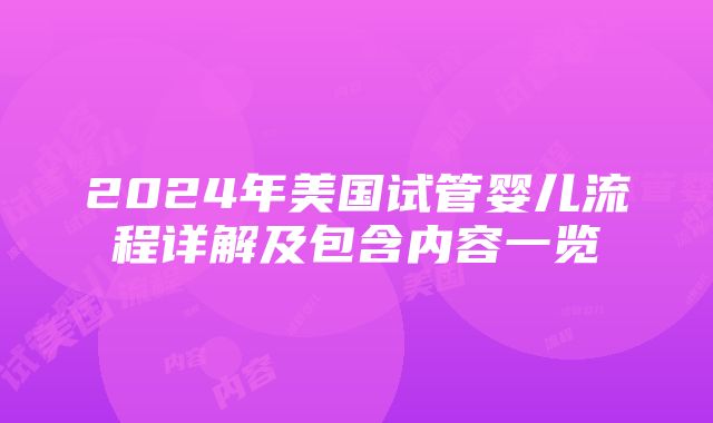 2024年美国试管婴儿流程详解及包含内容一览