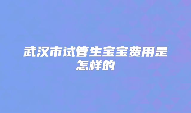 武汉市试管生宝宝费用是怎样的