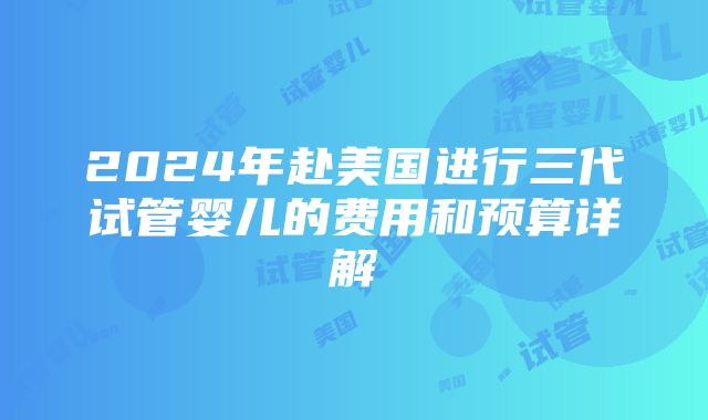 2024年赴美国进行三代试管婴儿的费用和预算详解