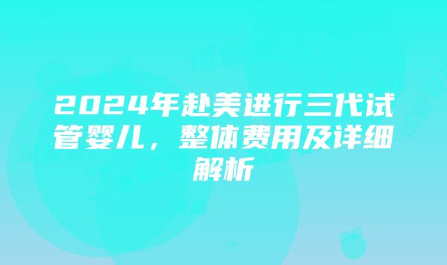 2024年赴美进行三代试管婴儿，整体费用及详细解析