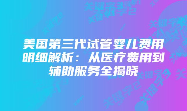 美国第三代试管婴儿费用明细解析：从医疗费用到辅助服务全揭晓