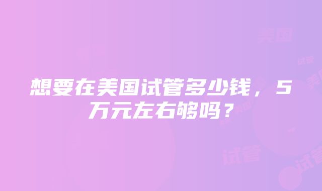 想要在美国试管多少钱，5万元左右够吗？