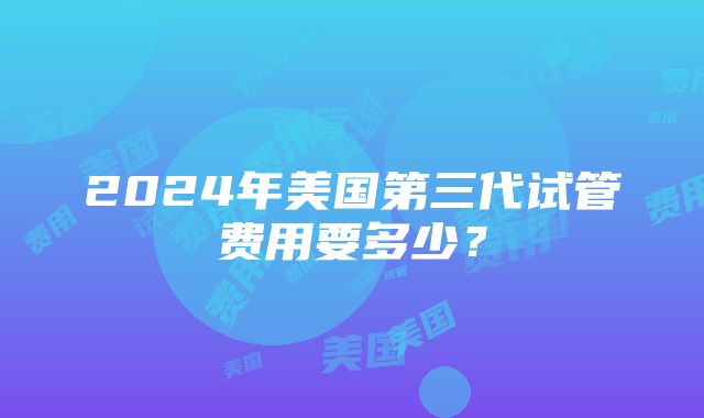 2024年美国第三代试管费用要多少？