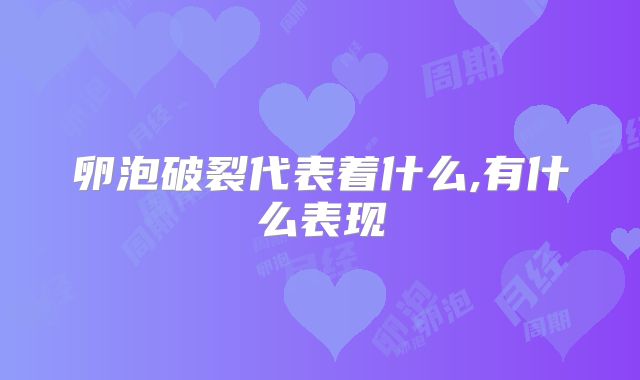 卵泡破裂代表着什么,有什么表现