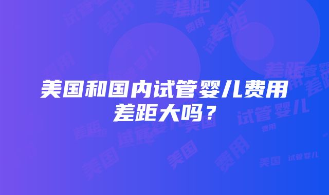 美国和国内试管婴儿费用差距大吗？