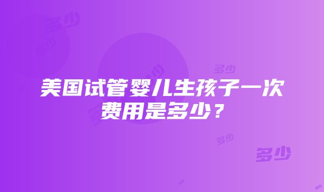 美国试管婴儿生孩子一次费用是多少？