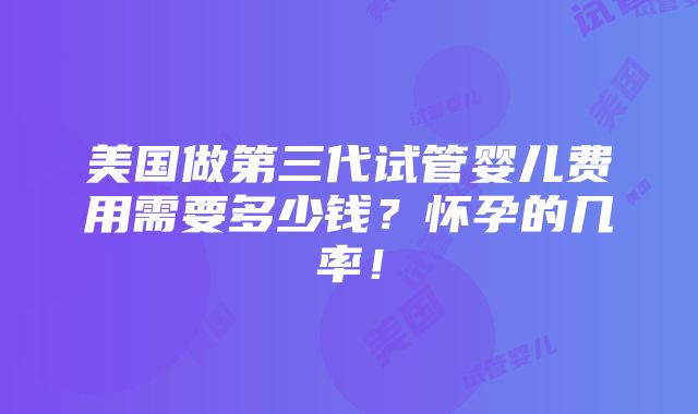 美国做第三代试管婴儿费用需要多少钱？怀孕的几率！