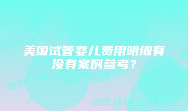 美国试管婴儿费用明细有没有案例参考？