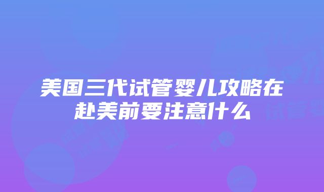 美国三代试管婴儿攻略在赴美前要注意什么