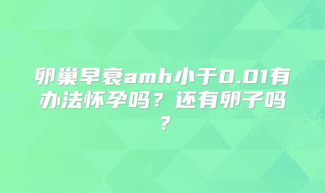 卵巢早衰amh小于0.01有办法怀孕吗？还有卵子吗？