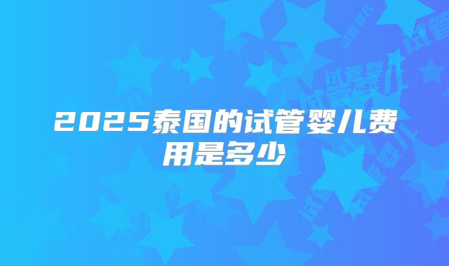 2025泰国的试管婴儿费用是多少
