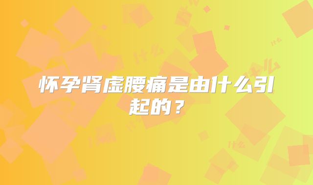 怀孕肾虚腰痛是由什么引起的?
