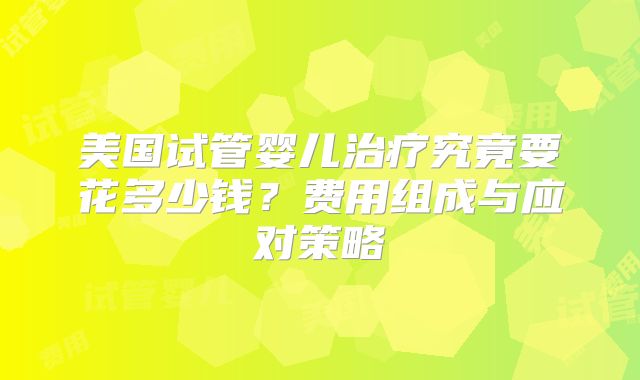 美国试管婴儿治疗究竟要花多少钱？费用组成与应对策略