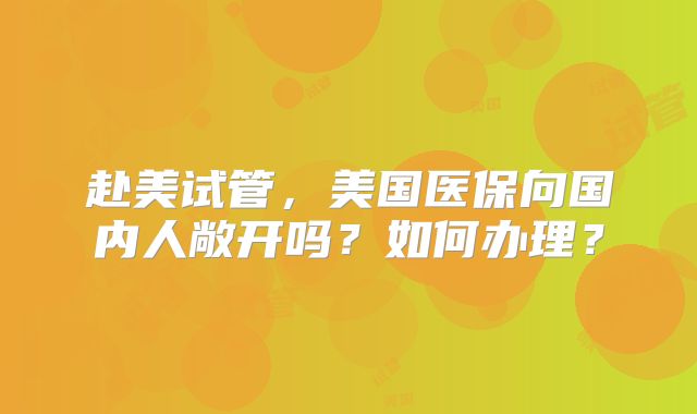 赴美试管，美国医保向国内人敞开吗？如何办理？