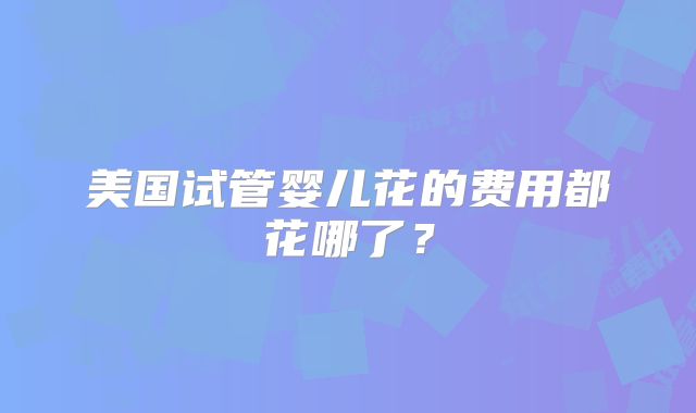 美国试管婴儿花的费用都花哪了？
