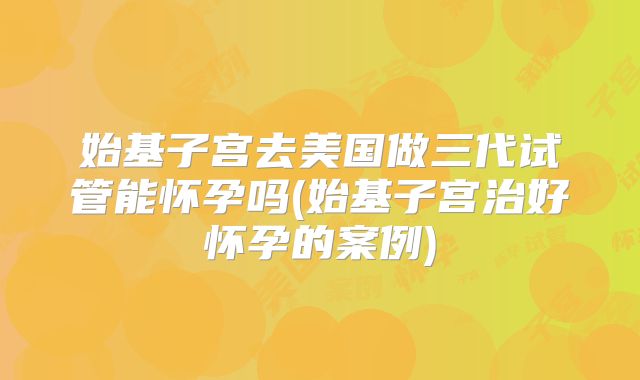 始基子宫去美国做三代试管能怀孕吗(始基子宫治好怀孕的案例)