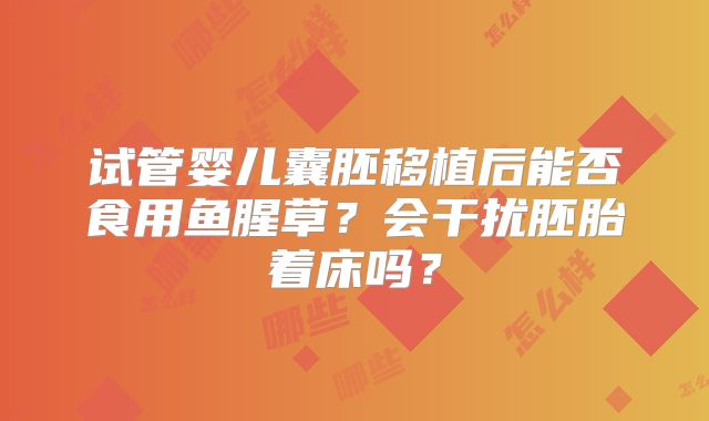 试管婴儿囊胚移植后能否食用鱼腥草?会干扰胚胎着床吗?