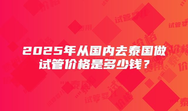 2025年从国内去泰国做试管价格是多少钱？