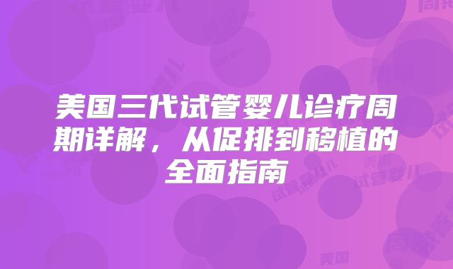 美国三代试管婴儿诊疗周期详解，从促排到移植的全面指南