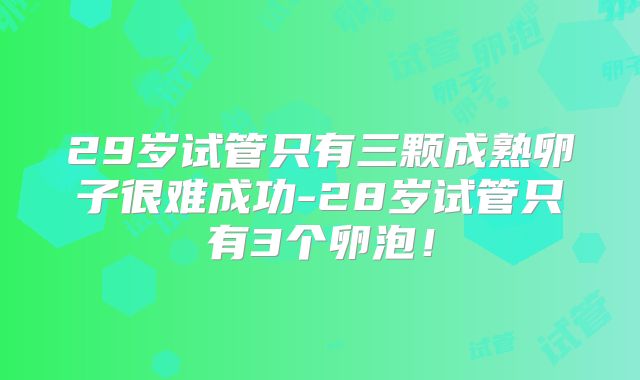 29岁试管只有三颗成熟卵子很难成功-28岁试管只有3个卵泡！