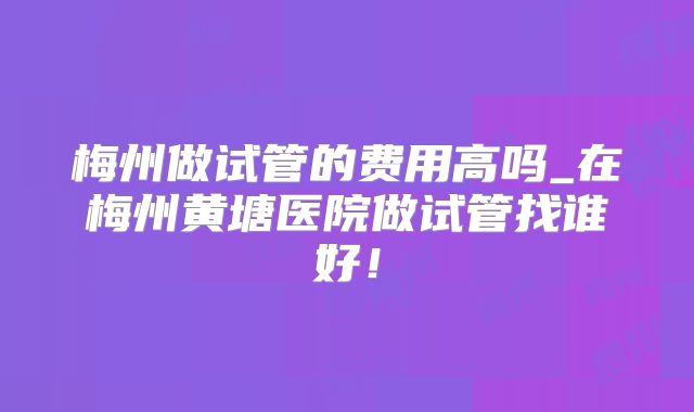 梅州做试管的费用高吗_在梅州黄塘医院做试管找谁好！