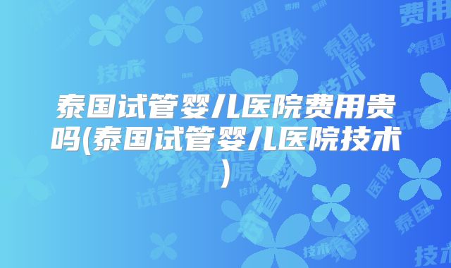 泰国试管婴儿医院费用贵吗(泰国试管婴儿医院技术)