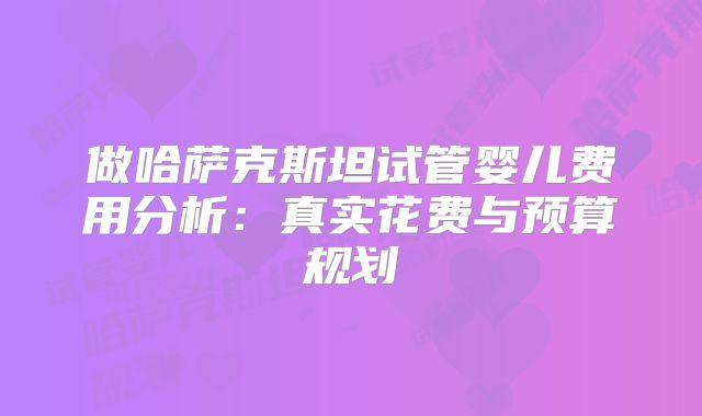 做哈萨克斯坦试管婴儿费用分析：真实花费与预算规划
