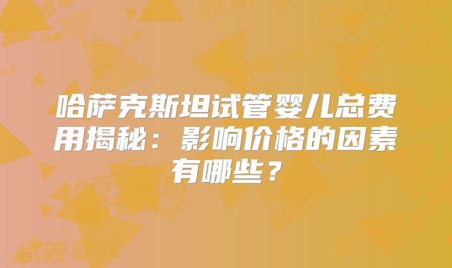 哈萨克斯坦试管婴儿总费用揭秘：影响价格的因素有哪些？
