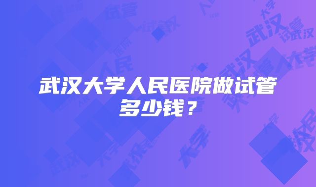 武汉大学人民医院做试管多少钱？