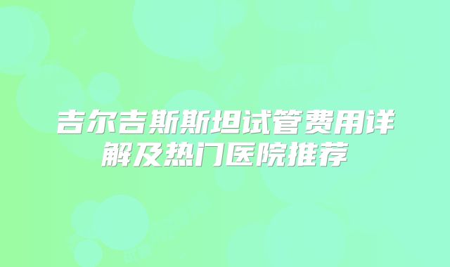 吉尔吉斯斯坦试管费用详解及热门医院推荐