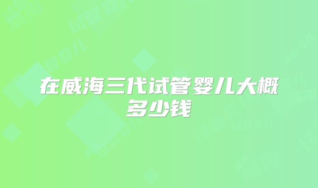 在威海三代试管婴儿大概多少钱