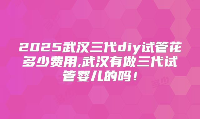 2025武汉三代diy试管花多少费用,武汉有做三代试管婴儿的吗！