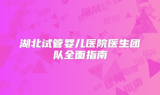 湖北试管婴儿医院医生团队全面指南
