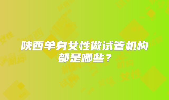 陕西单身女性做试管机构都是哪些？