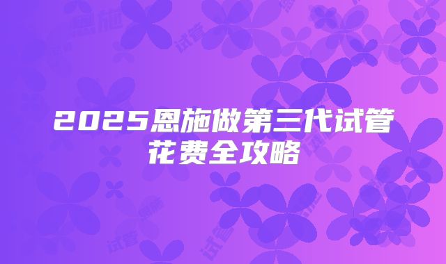 2025恩施做第三代试管花费全攻略