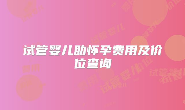 试管婴儿助怀孕费用及价位查询