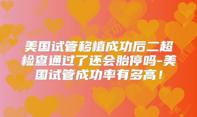美国试管移植成功后二超检查通过了还会胎停吗-美国试管成功率有多高！