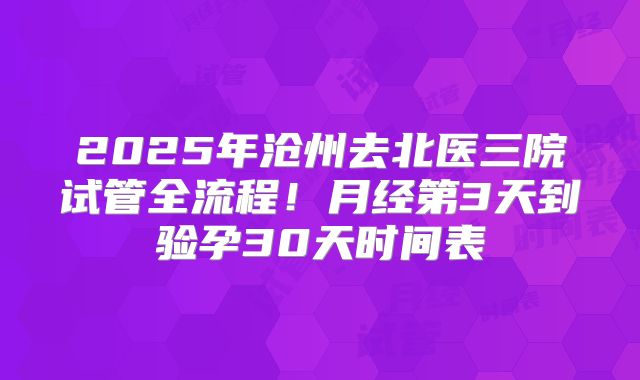 2025年沧州去北医三院试管全流程！月经第3天到验孕30天时间表