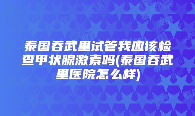 泰国吞武里试管我应该检查甲状腺激素吗(泰国吞武里医院怎么样)