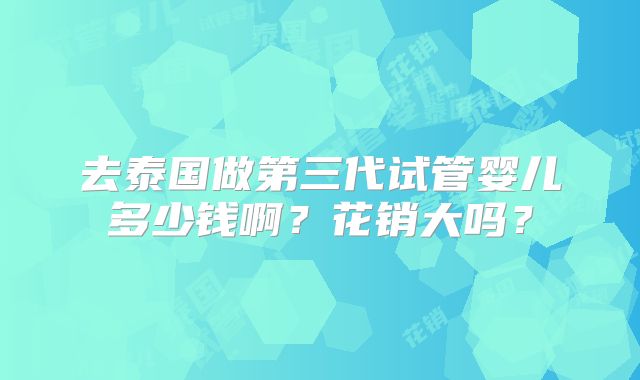 去泰国做第三代试管婴儿多少钱啊？花销大吗？